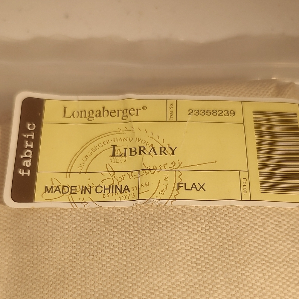 Longaberger Library Basket Fabric Liner In Flax, New In Package Item #23358239 - Picture 2 of 6